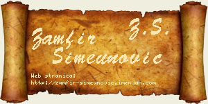 Zamfir Simeunović vizit kartica